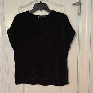 Chenille Black Short Sleeve Top